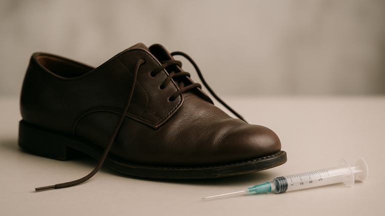 Brown leather shoe representing the Supreme Court case about taking blood samples from a big toe in drink driving cases